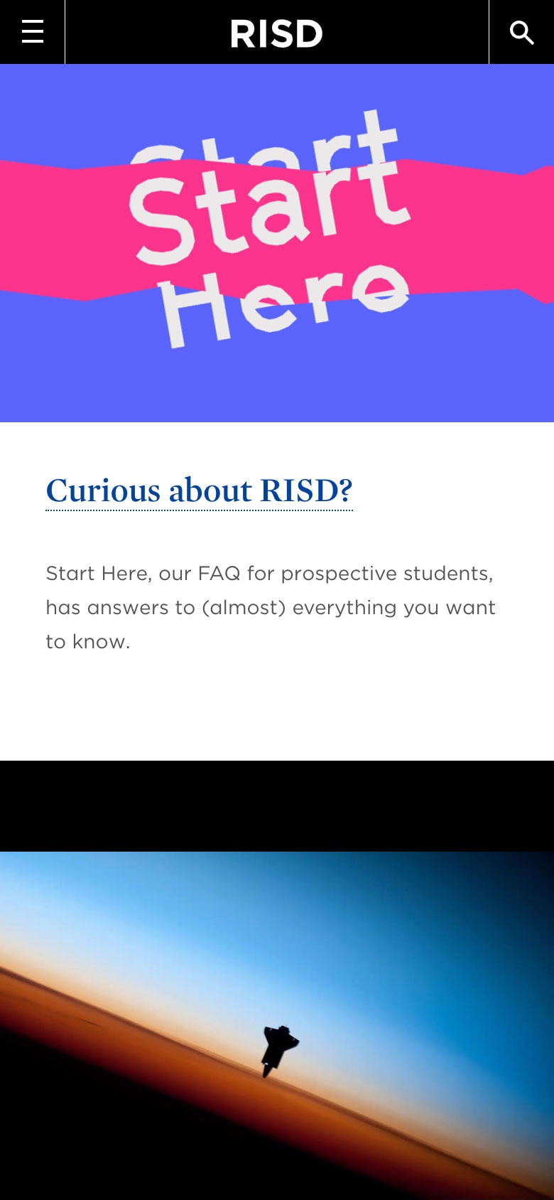 RISD homepage news items (mobile)